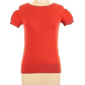 Ted Baker Crewneck Pullover with Felted Short Sleeves and Back Button Detail